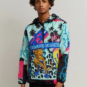 Reason Smilez Allover Print AOP Half-Zip Anorak